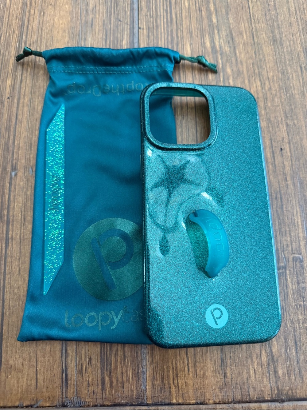 Loopy Case Teal Glitter iPhone 15 Pro Max case